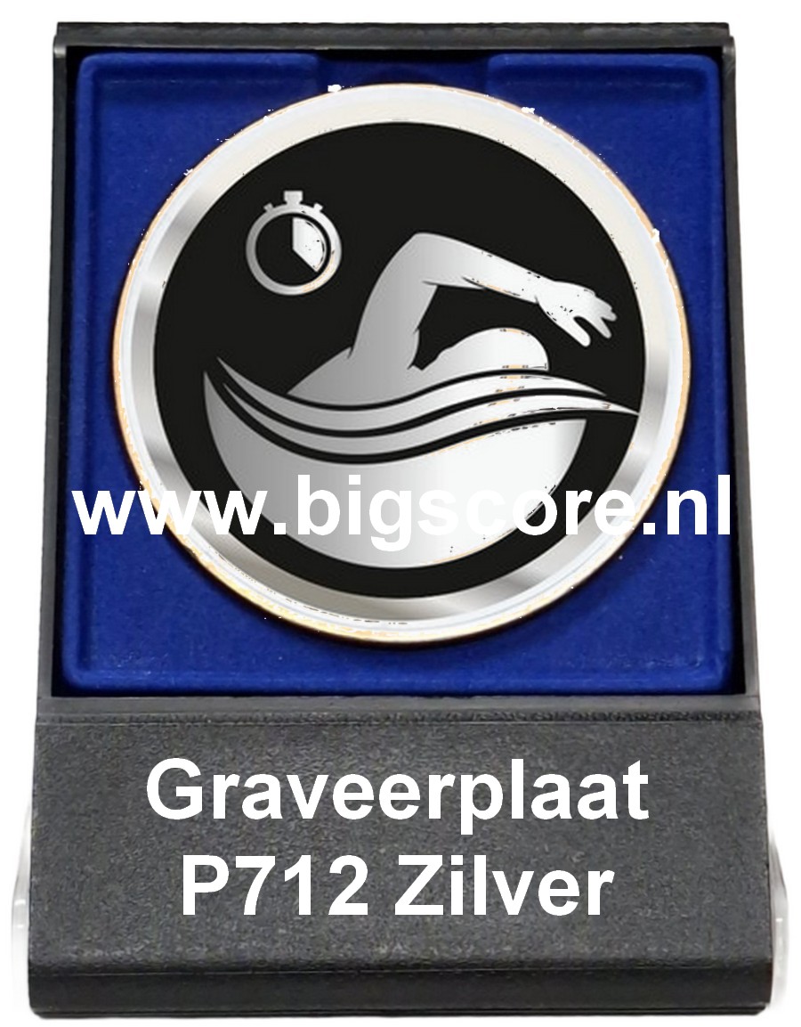 Zwemmen Acryl in medailledoosje Blauw-Zwart G/Z/B